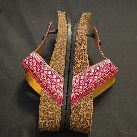 BRAND NEW ATALINA JEWEL EMBELLISHED FOOTBED THONG WOMENS SANDAL - Picture 9 of 16